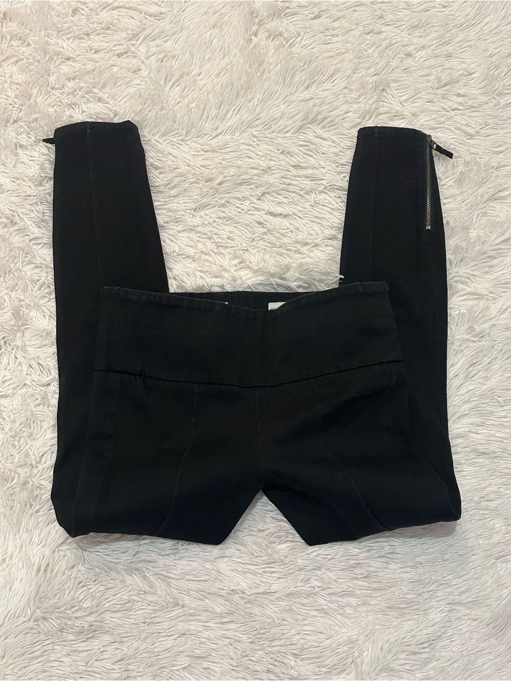 Anthropologie Black High-Rise Denim Skinny Legging Jeans Zipper Bottom Detail